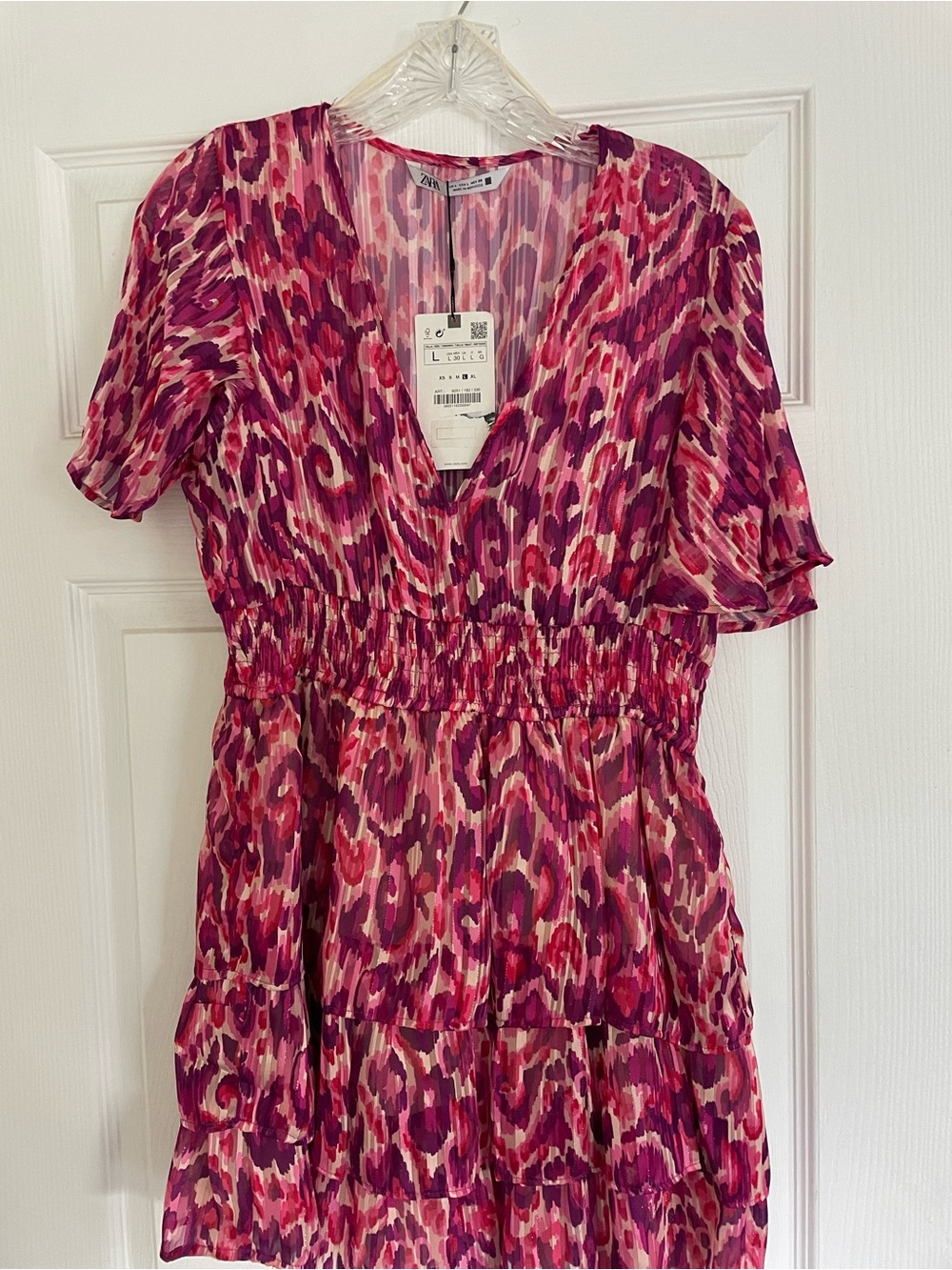 Zara Pink Magenta Printed Mini Dress